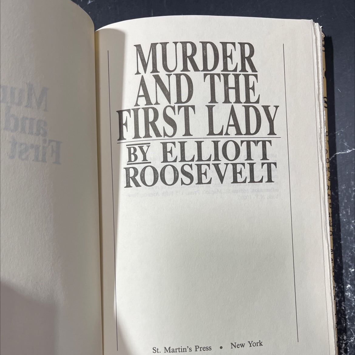 murder and the first lady book, by Elliott Roosevelt, 1984 Hardcover image 2