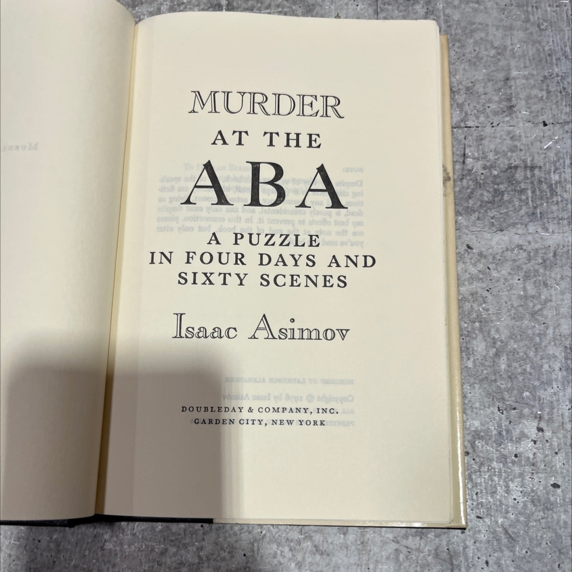 murder at the aba al di a puzzle in four days and sixty scenes book, by Isaac Asimov, 1976 Hardcover image 2