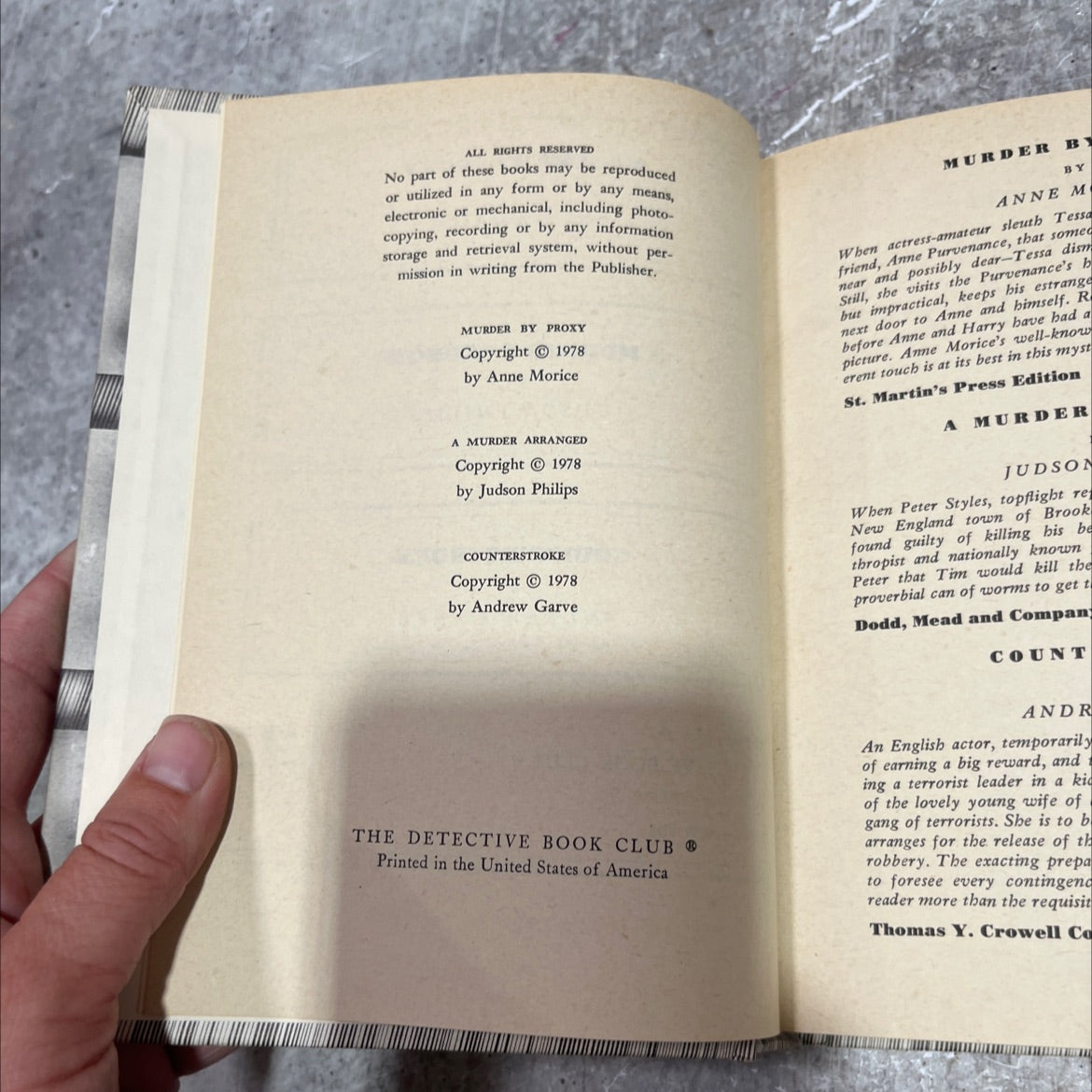 murder by proxy book, by anne morice, 1978 Hardcover image 3