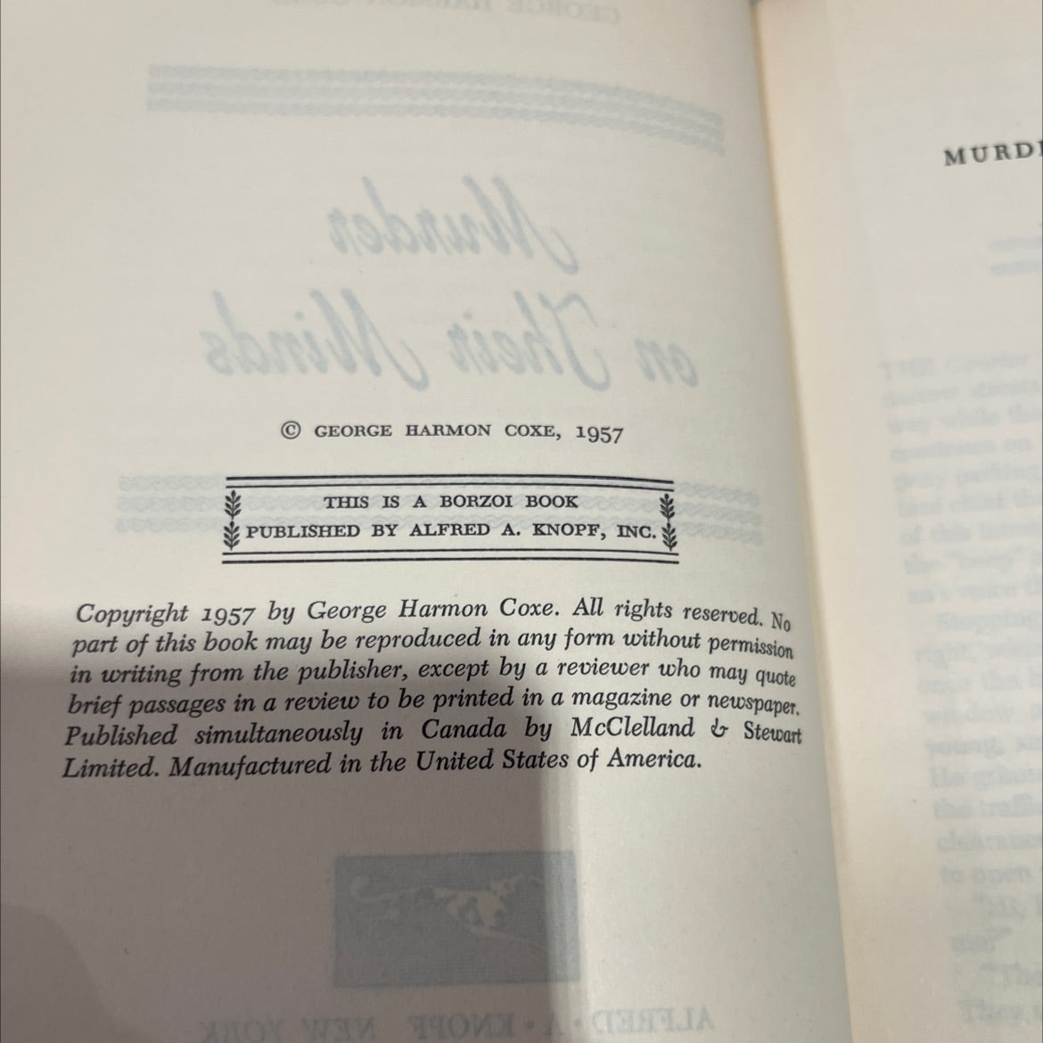 murder in their minds book, by george harmon coxe, 1957 Hardcover image 3