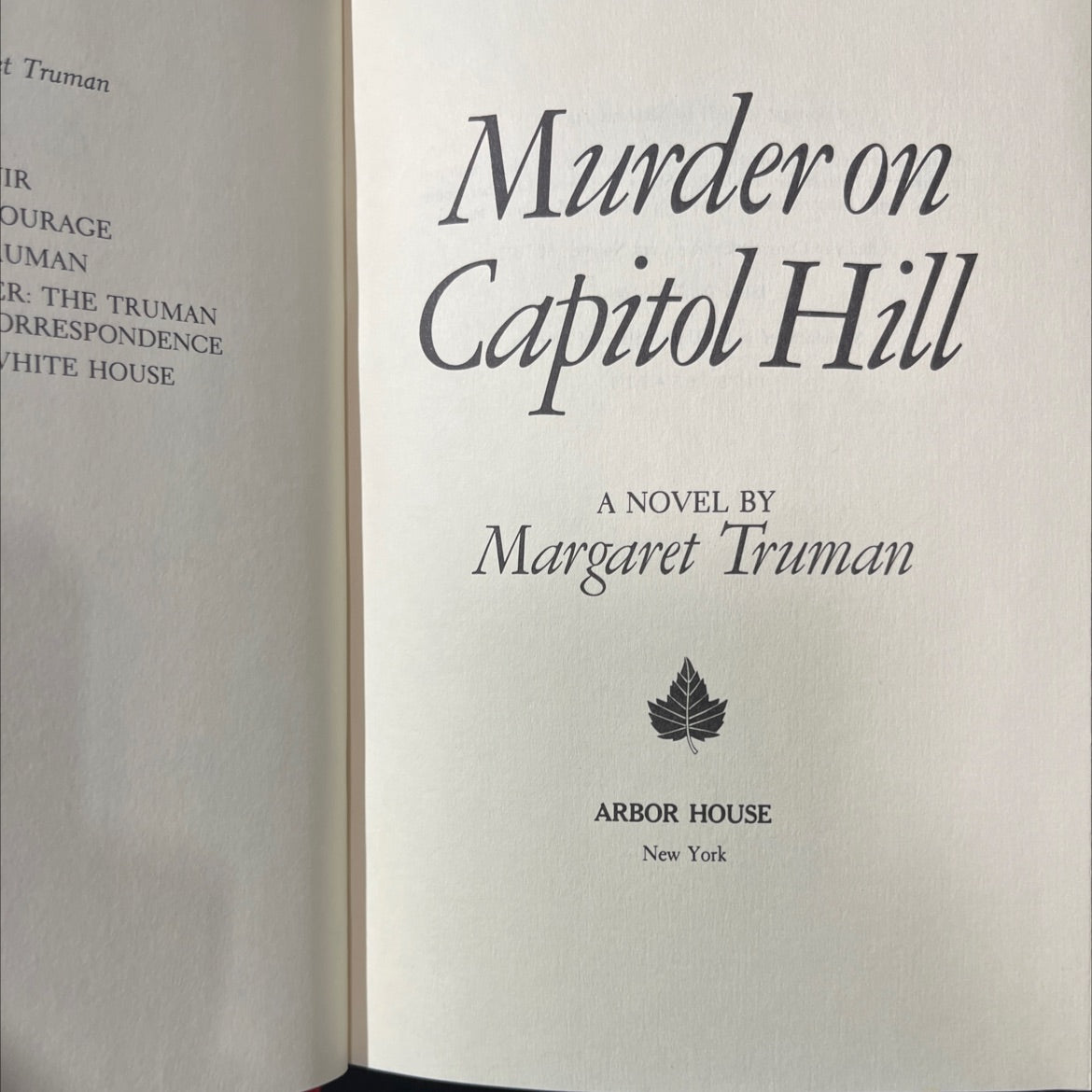 murder on capitol hill book, by Margaret Truman, 1981 Hardcover image 2