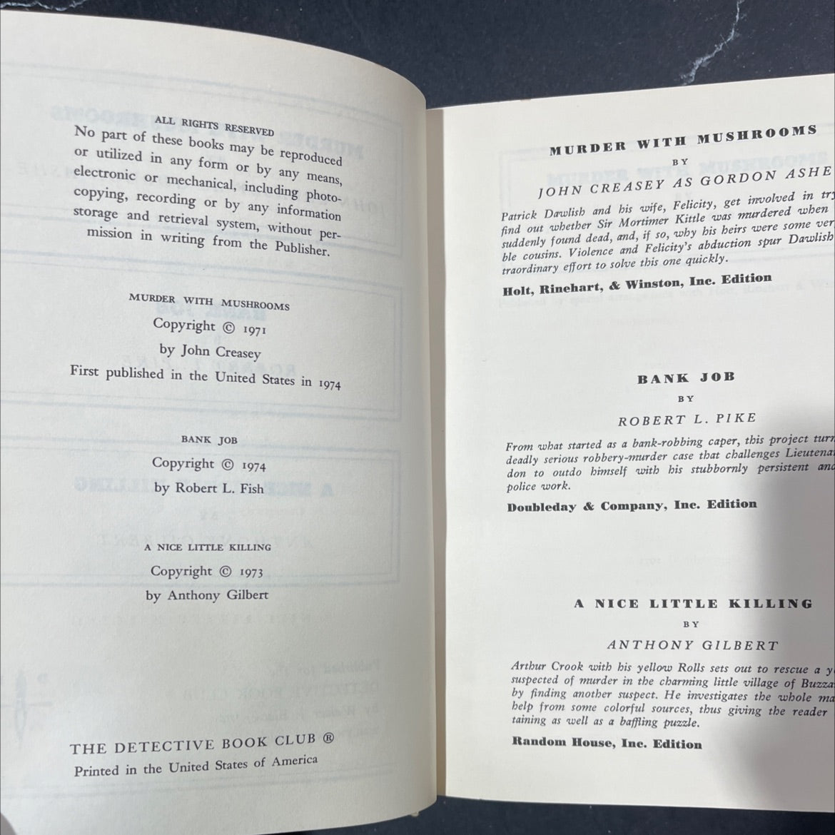 murder with mushrooms book, by john creasey, 1974 Hardcover image 3