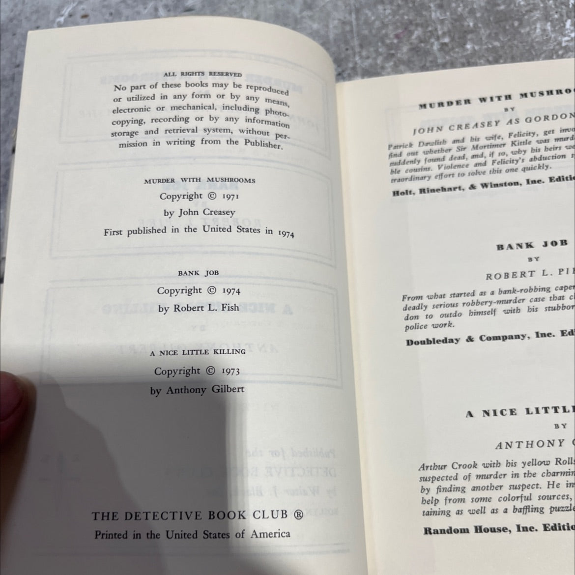 murder with mushrooms book, by John Creasey, 1974 Hardcover image 3