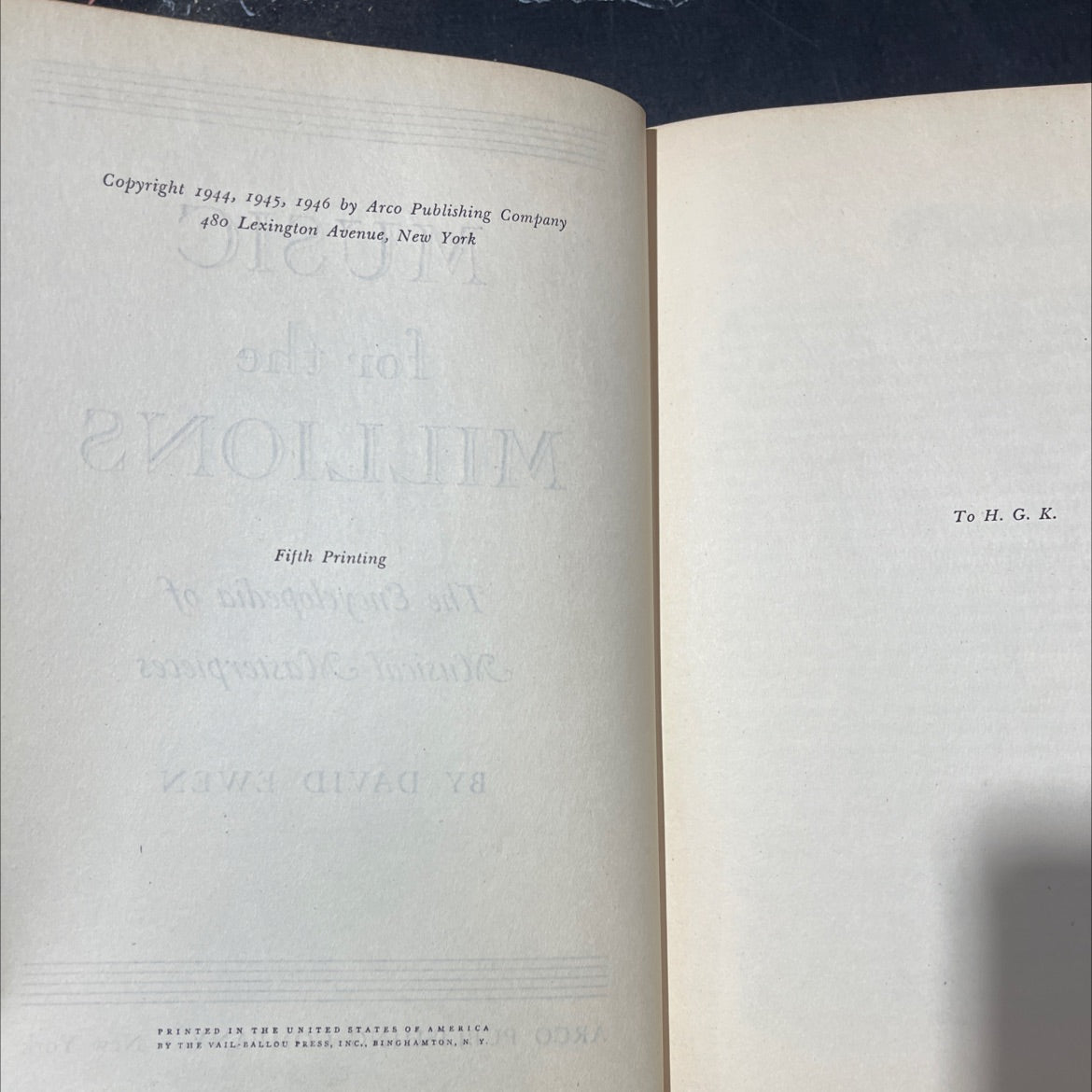 music for the millions the encyclopedia of musical masterpieces book, by david ewen, 1946 Hardcover image 3