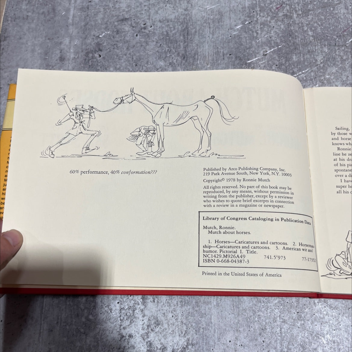 mutch about horses book, by ronnie mutch, 1978 Hardcover image 3