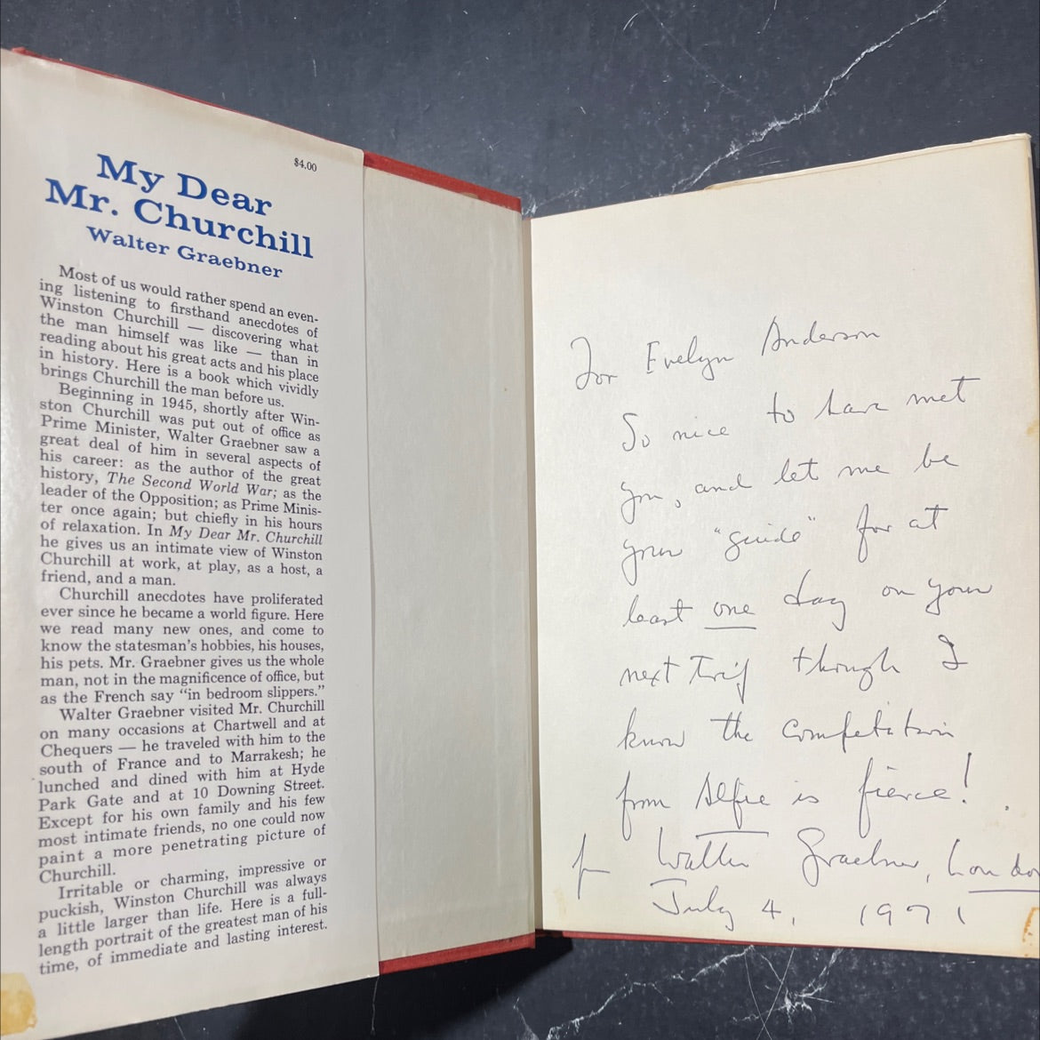 SIGNED my dear mr. churchill book, by walter graebner, 1965 Hardcover, First Edition image 4