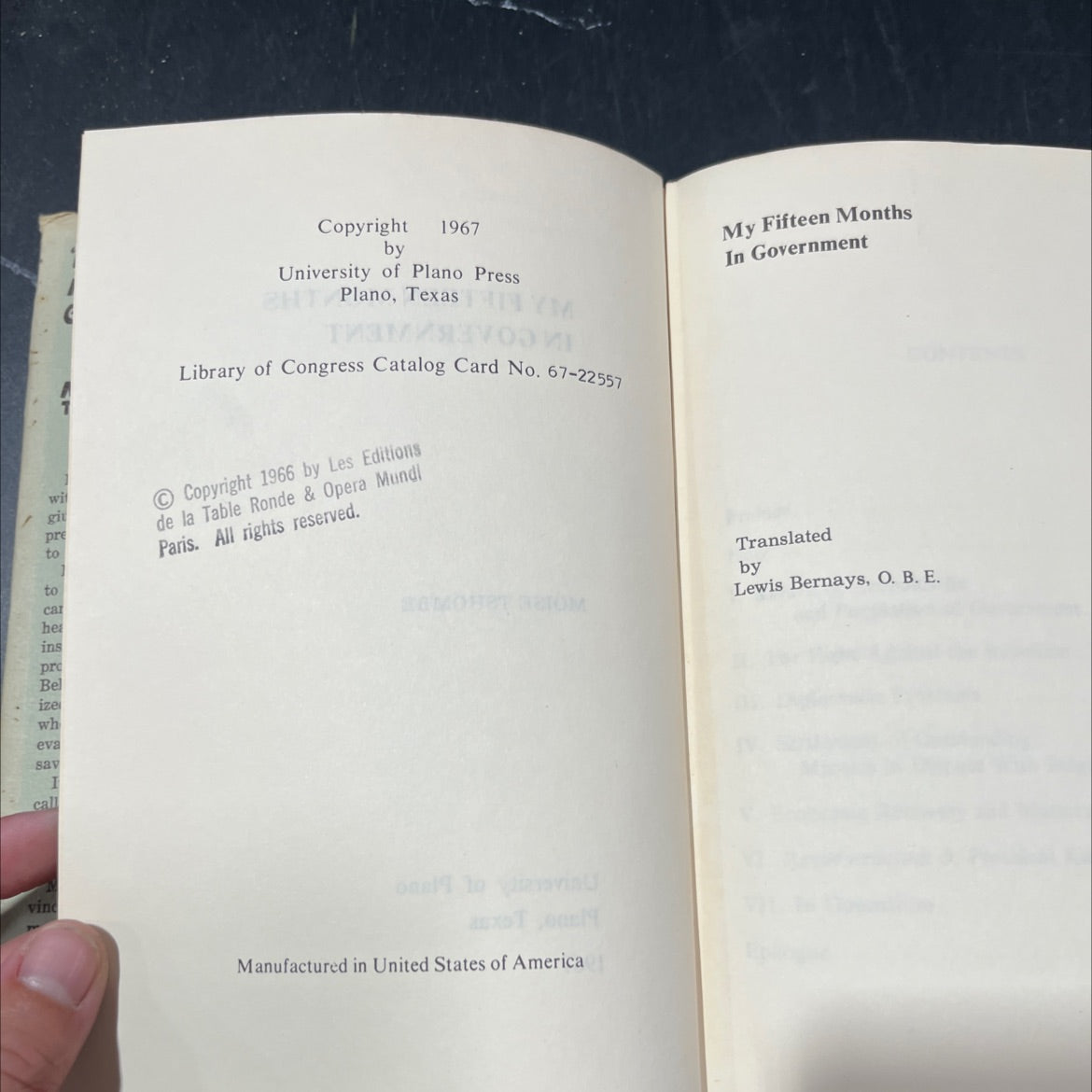 my fifteen months in government book, by moise tshombe, 1967 Hardcover, First Edition, Rare, Vintage image 3