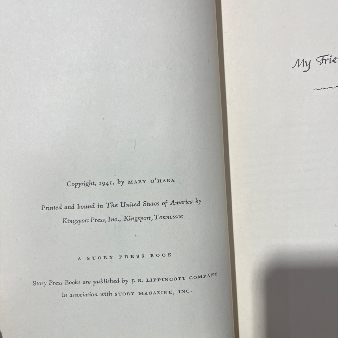 my friend flicka book, by mary o'hara, 1941 Hardcover image 3