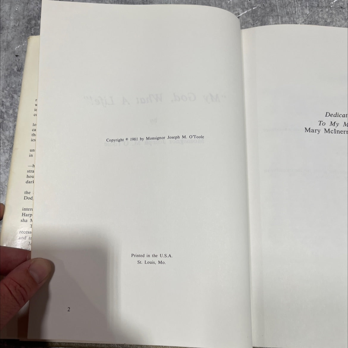 SIGNED my god, what a life! book, by monsignor joseph m. otoole, 1981 Hardcover, Vintage image 3