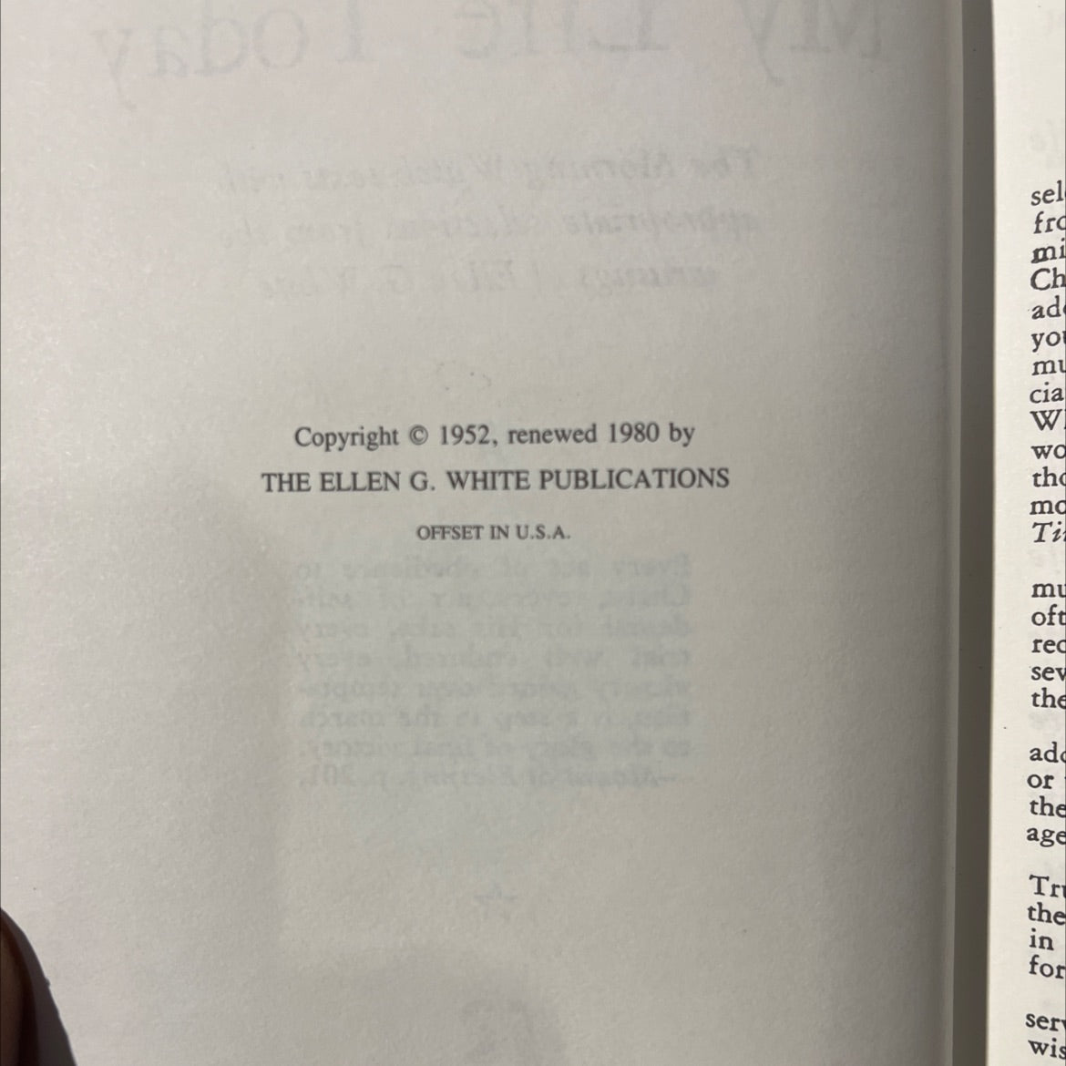 my life today book, by ellen g. white, 1980 Hardcover image 3