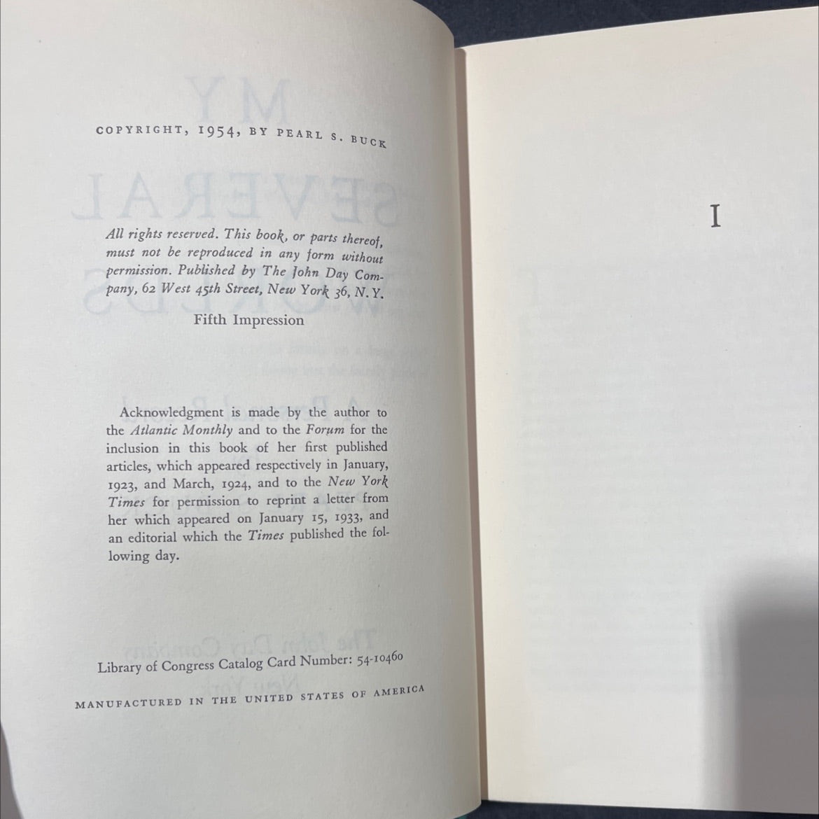 my several worlds a personal record book, by pearl s. buck, 1954 Hardcover image 3