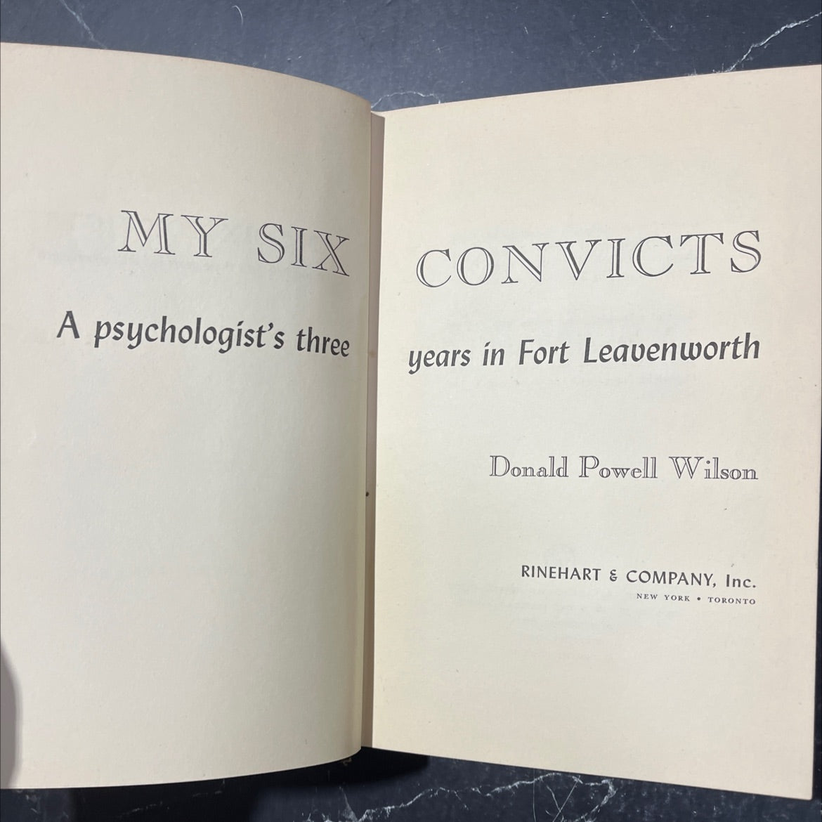 my six convicts book, by donald powell wilson, 1951 Hardcover image 2