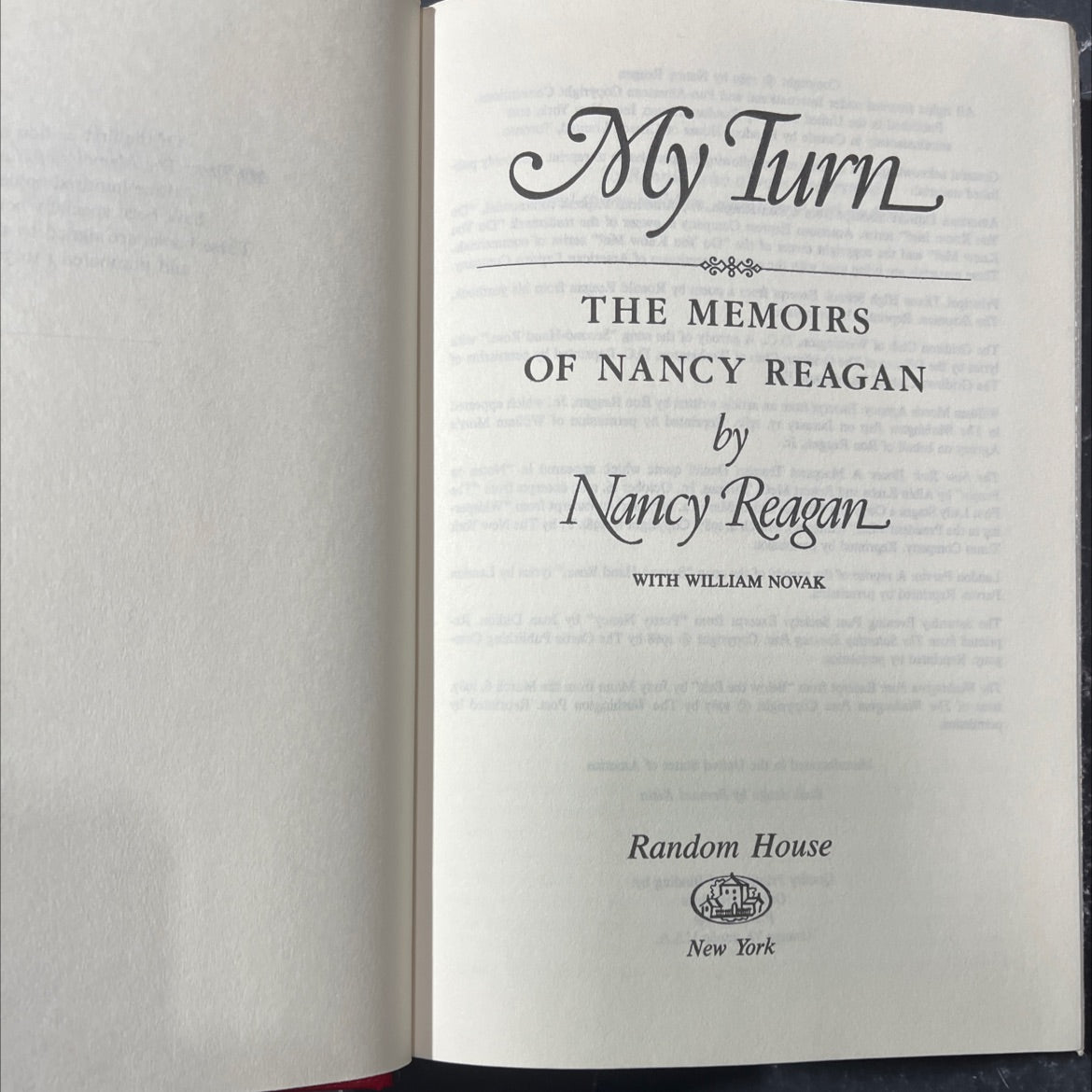 my turn the memoirs of nancy reagan book, by nancy reagan with william novak, 1989 Hardcover image 2