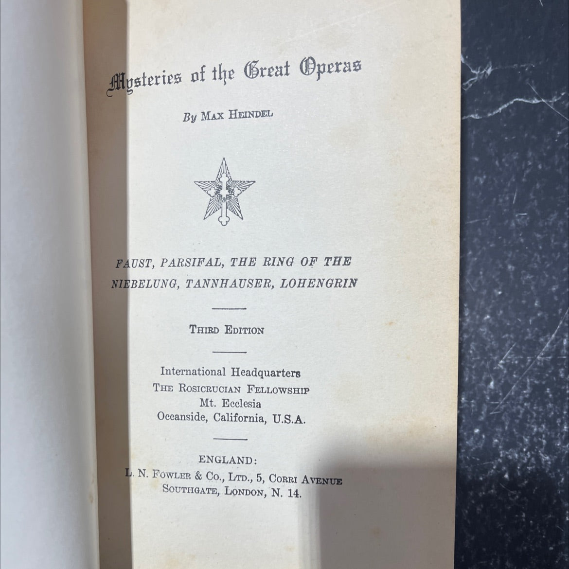 mysteries of the great operas book, by max heindel, 1944 Hardcover image 2
