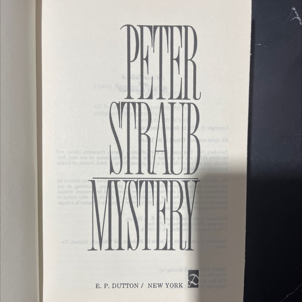 mystery book, by peter straub, 1990 Hardcover image 2
