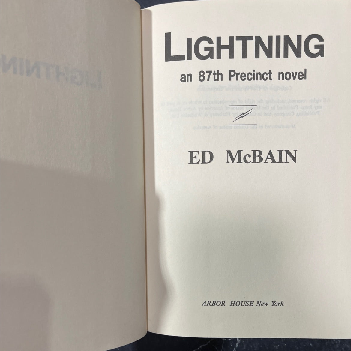 mythol lightning book, by ed mcbain, 1984 Hardcover image 2