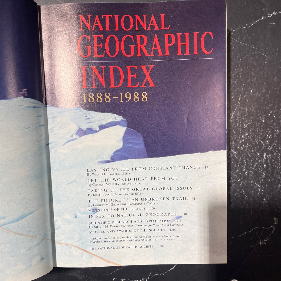 national geographic index 1888-1988 book, by charles mccarry, 1989 Leather image 2