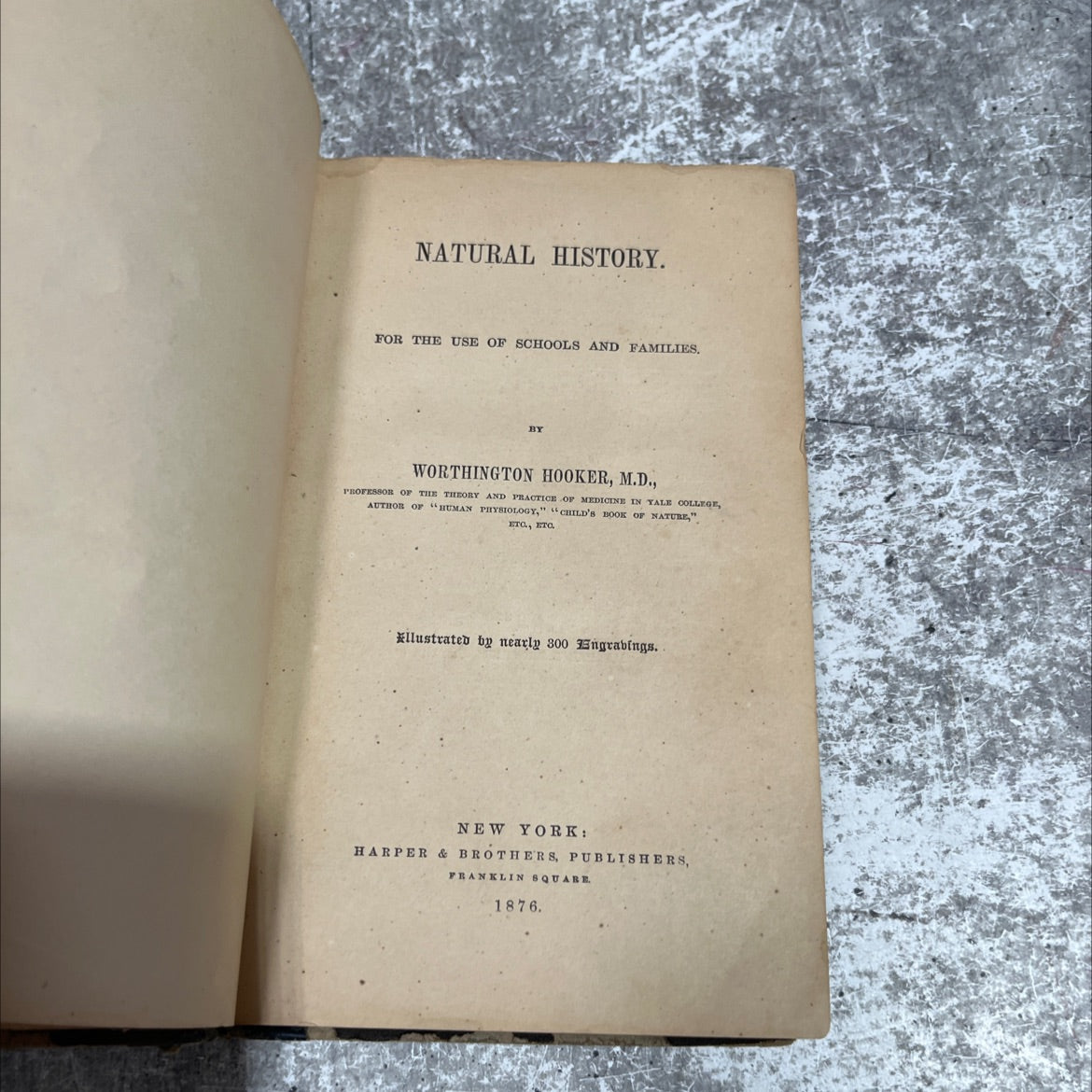 natural history for the use of schools and families book, by worthington hooker, m.d., 1876 Leather image 2
