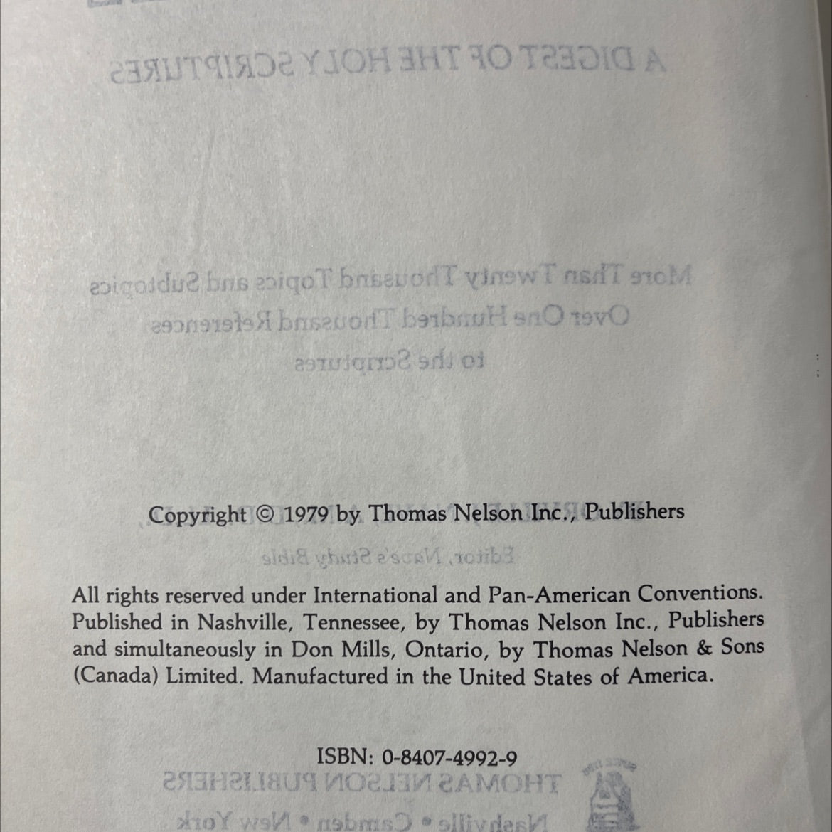nave's topical bible a digest of the holy scriptures book, by orville j. nave, 1979 Hardcover image 3