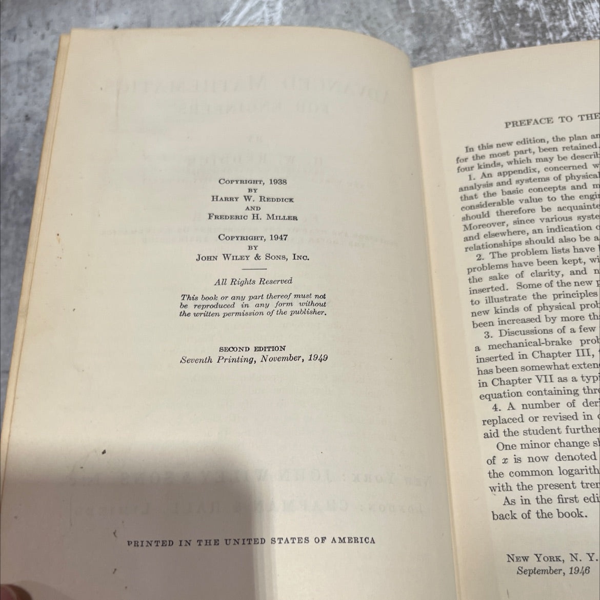 neers advanced mathematics for engineers book, by h. w. reddick, f. h. miller, 1947 Hardcover image 3