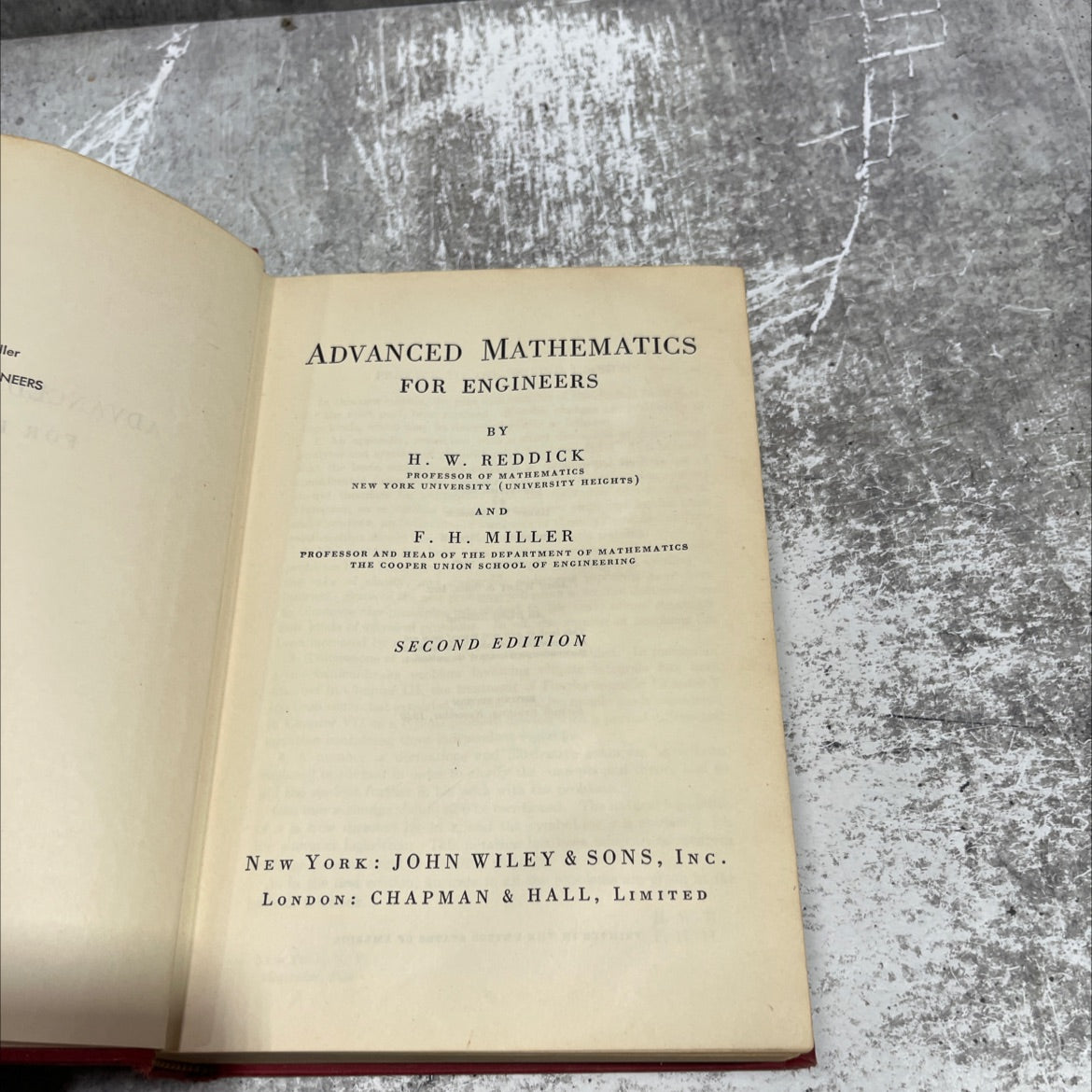 neers advanced mathematics for engineers book, by h. w. reddick, f. h. miller, 1947 Hardcover image 2