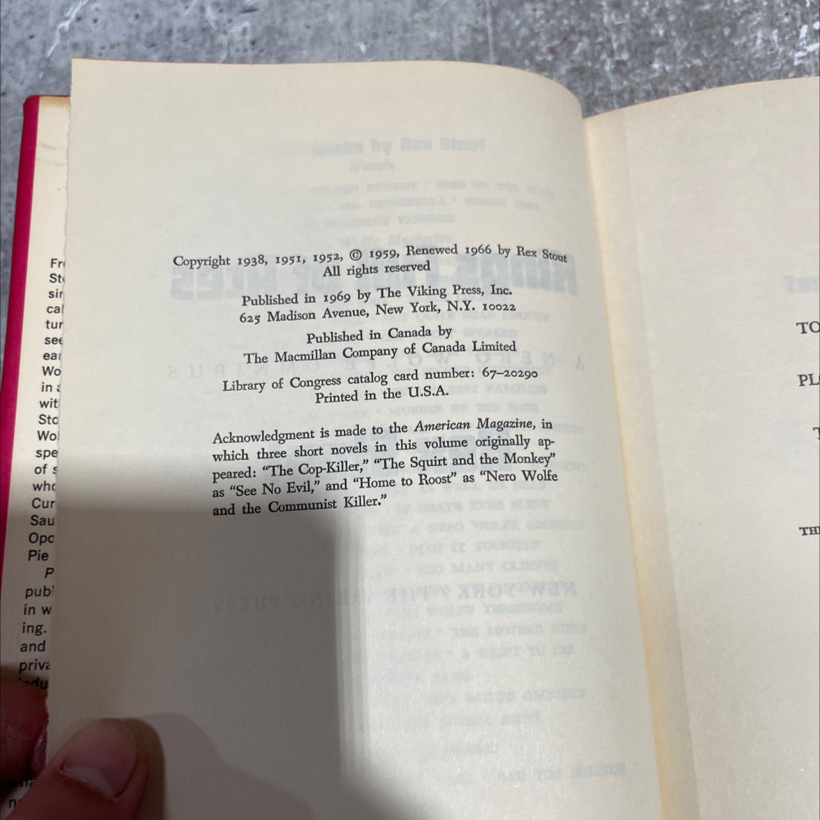 nero wolfe omnibus book, by rex stout, 1969 Hardcover image 3