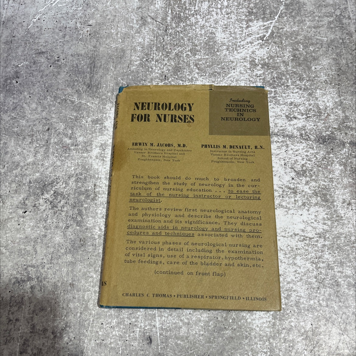 neurology for nurses including nursing technics in neurology book, by erwin m. jacobs, m.d. and phyllis m. denault, image 1