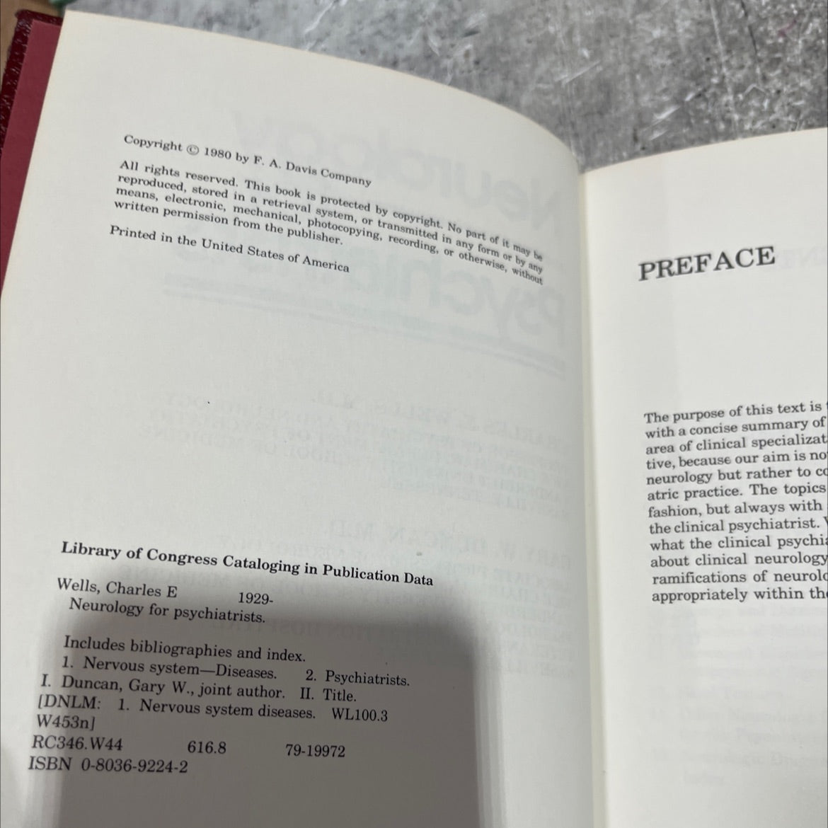 SIGNED neurology for psychiatrists book, by charles e. wells, m.d. and gary w. duncan, m.d., 1980 Hardcover, Vintage image 3