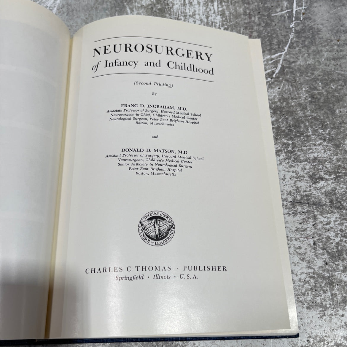 neurosurgery of infancy and childhood book, by franc d. ingraham, m.d., donald d. matson, m.d., 1961 Hardcover image 2