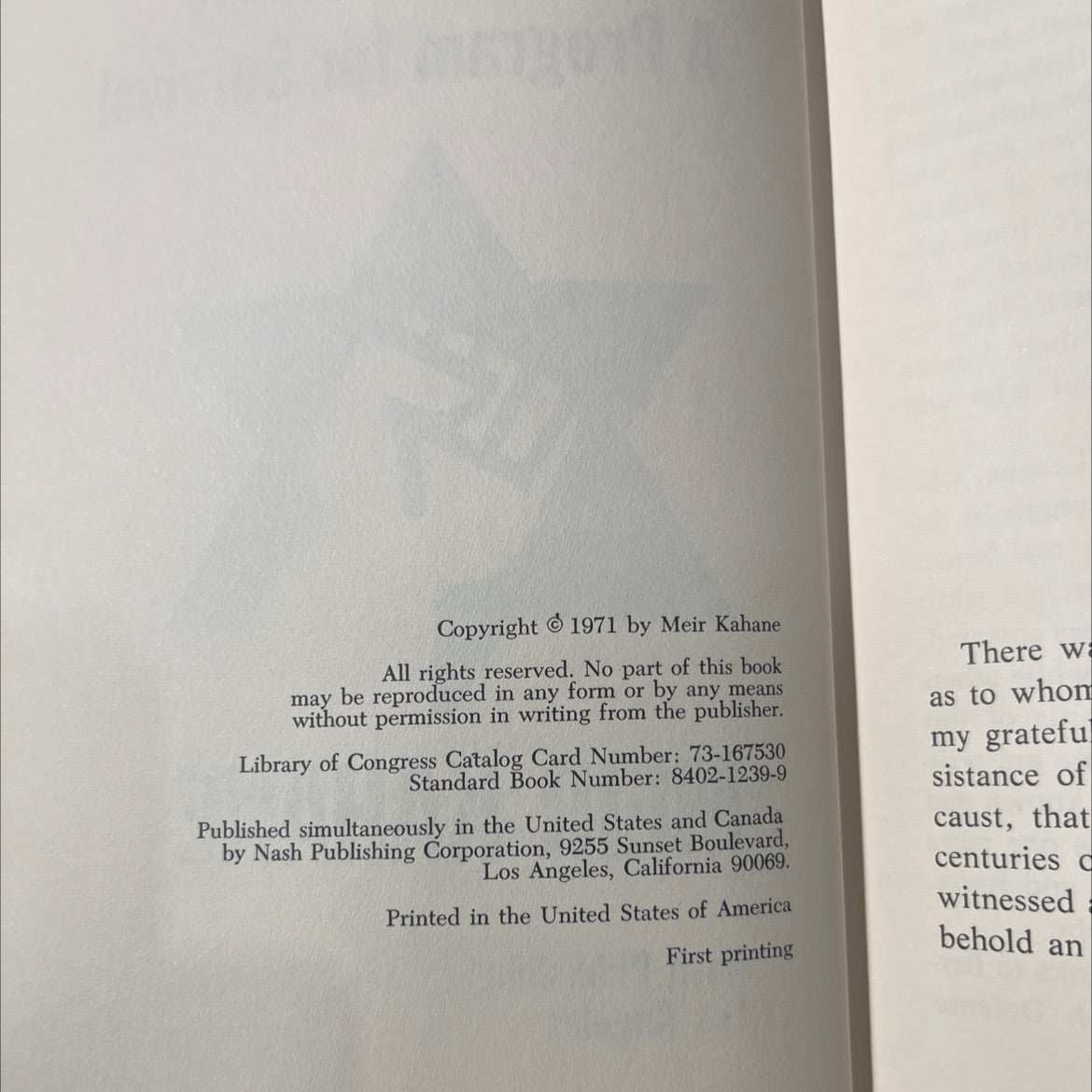 never again! a program for survival book, by meir kahane, 1971 Hardcover image 3
