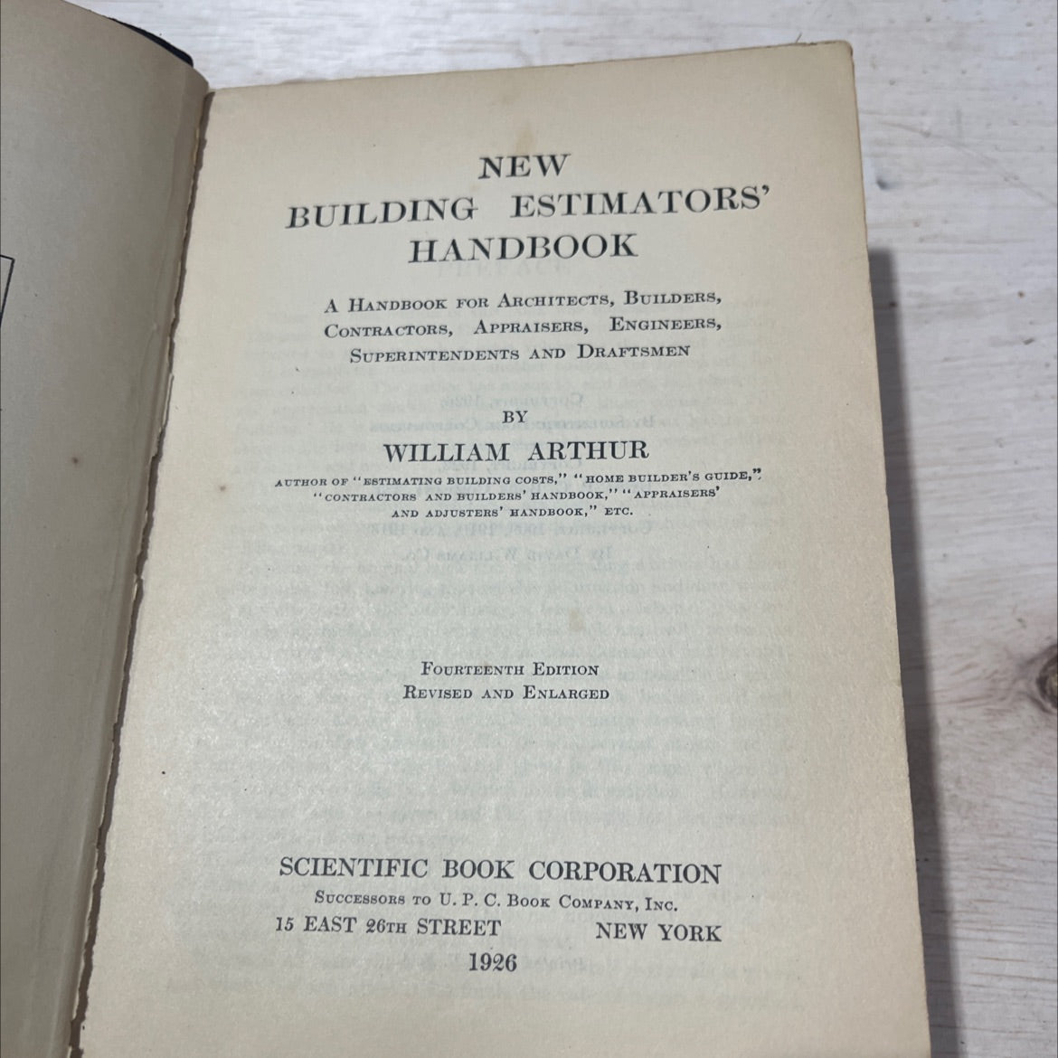 new building estimators' handbook book, by william arthur, 1926 Hardcover image 2
