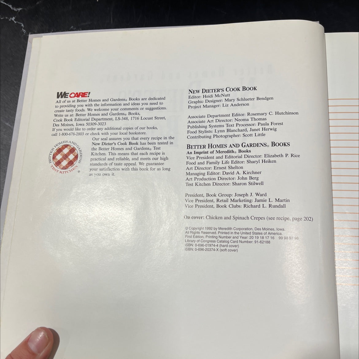 new dieter's cook book book, by unknown, 1992 Hardcover image 3