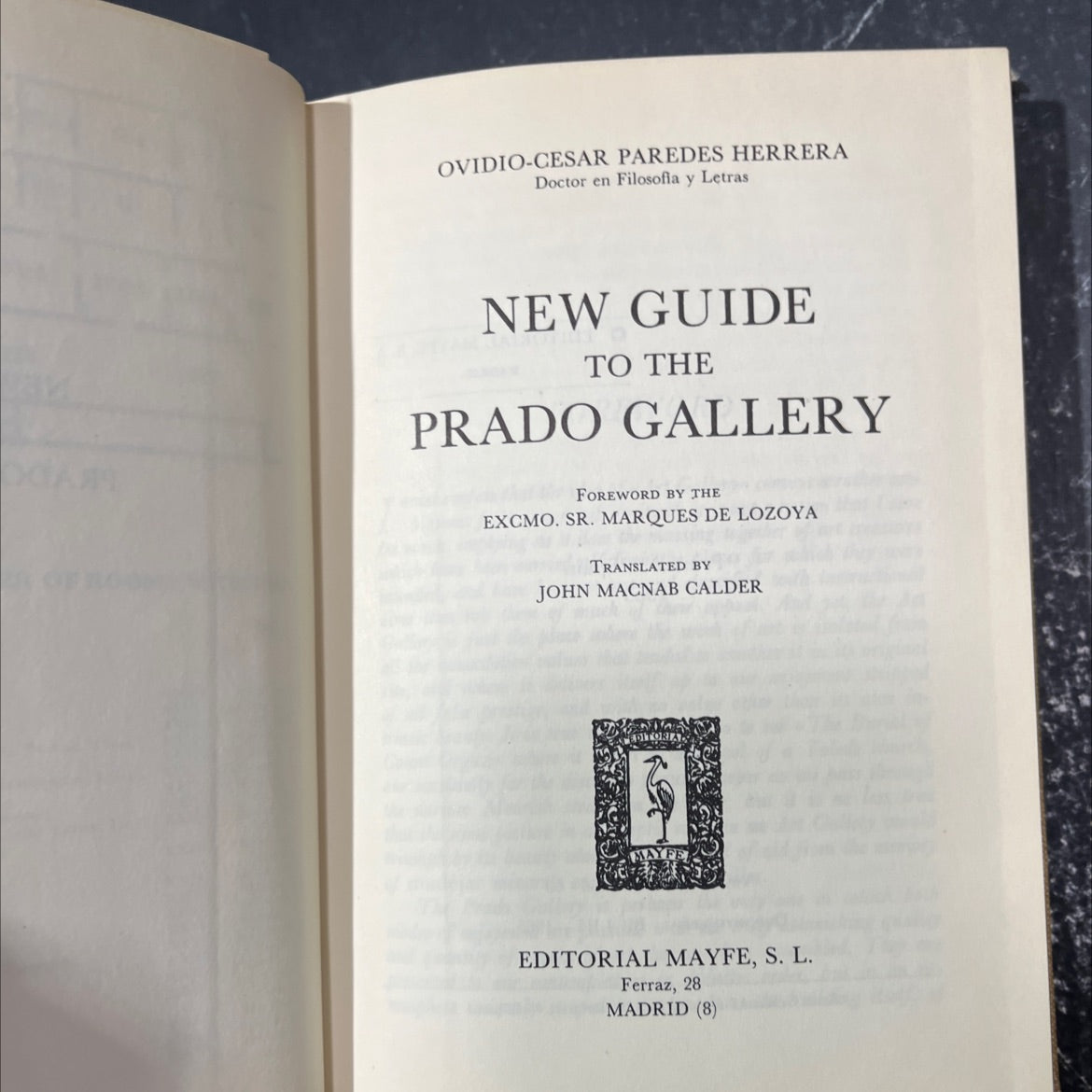new guide to the prado gallery book, by ovidio-cesar paredes herrera, 1965 Hardcover image 2