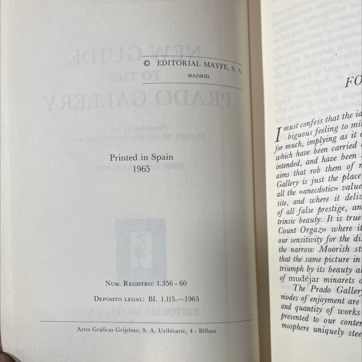 new guide to the prado gallery book, by ovidio-cesar paredes herrera, 1965 Hardcover image 3