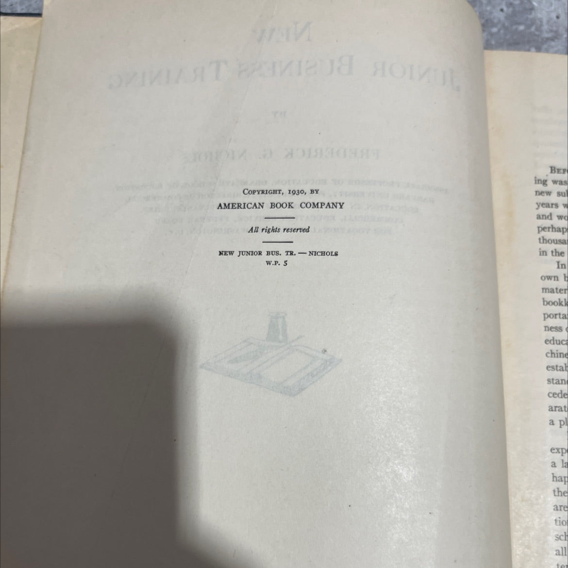 new junior business training book, by frederick g. nichols, 1930 Hardcover image 3