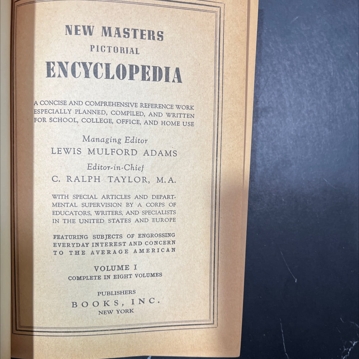 new masters pictorial encyclopedia book, by lewis mulford adams, c. ralph taylor, 1961 Hardcover image 2