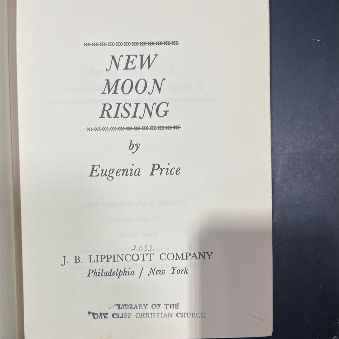new moon rising book, by eugenia price, 1970 Hardcover image 2