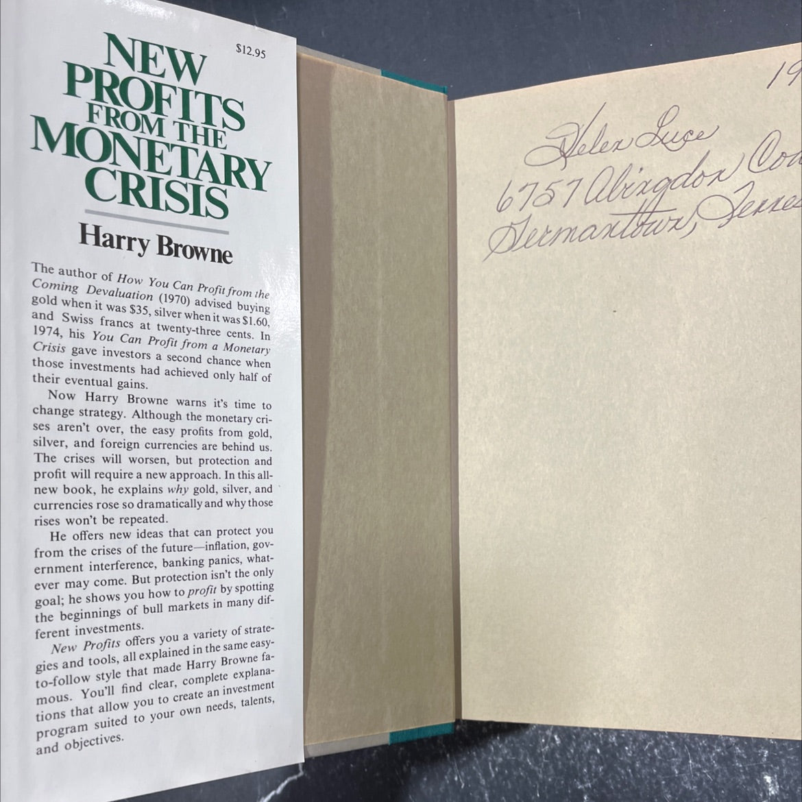 new profits from the monetary crisis book, by Harry Browne, 1978 Hardcover image 4