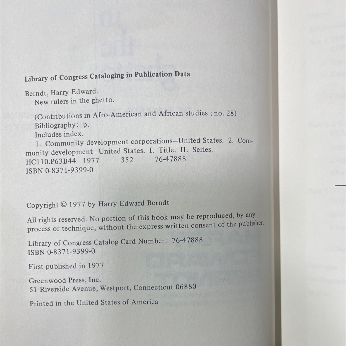 new rulers in the ghetto book, by harry edward berndt, 1977 Hardcover image 3