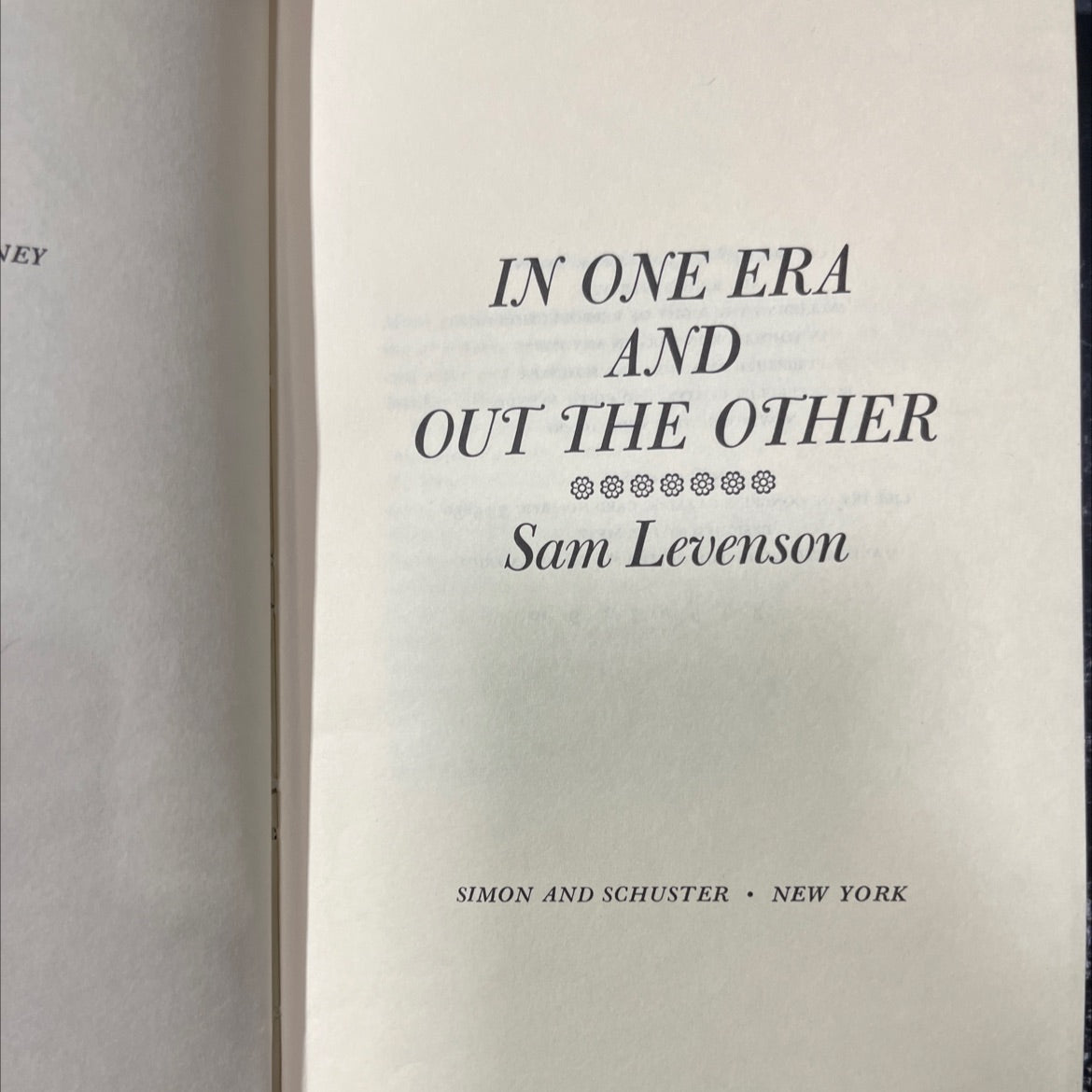 ney in one era and out the other book, by sam levenson, 1973 Hardcover image 2