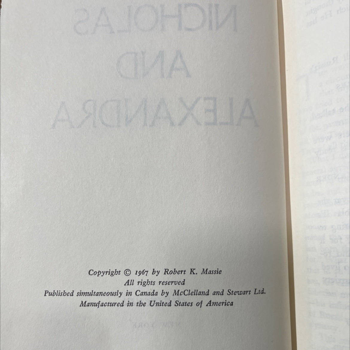 nicholas and alexandra book, by Robert K. Massie, 1967 Hardcover image 3