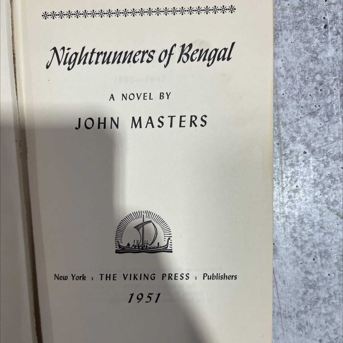 nightrunners of bengal book, by john masters, 1951 Hardcover image 2