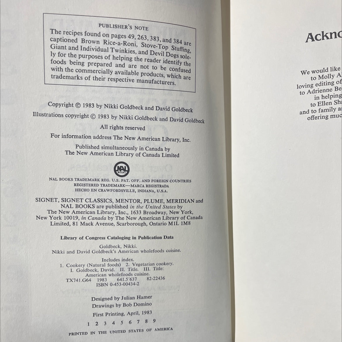 nikki and david goldbeck's american wholefoods cuisine book, by Nikki Goldbeck, David Goldbeck, 1983 Hardcover image 3