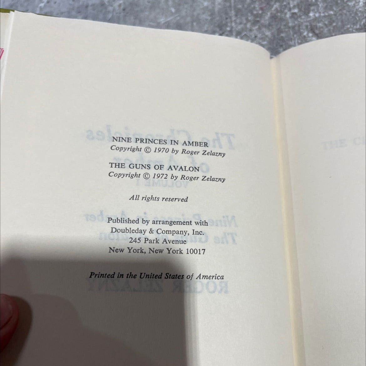 nine princes in amber / the guns of avalon book, by roger zelazny, 1972 Hardcover image 3