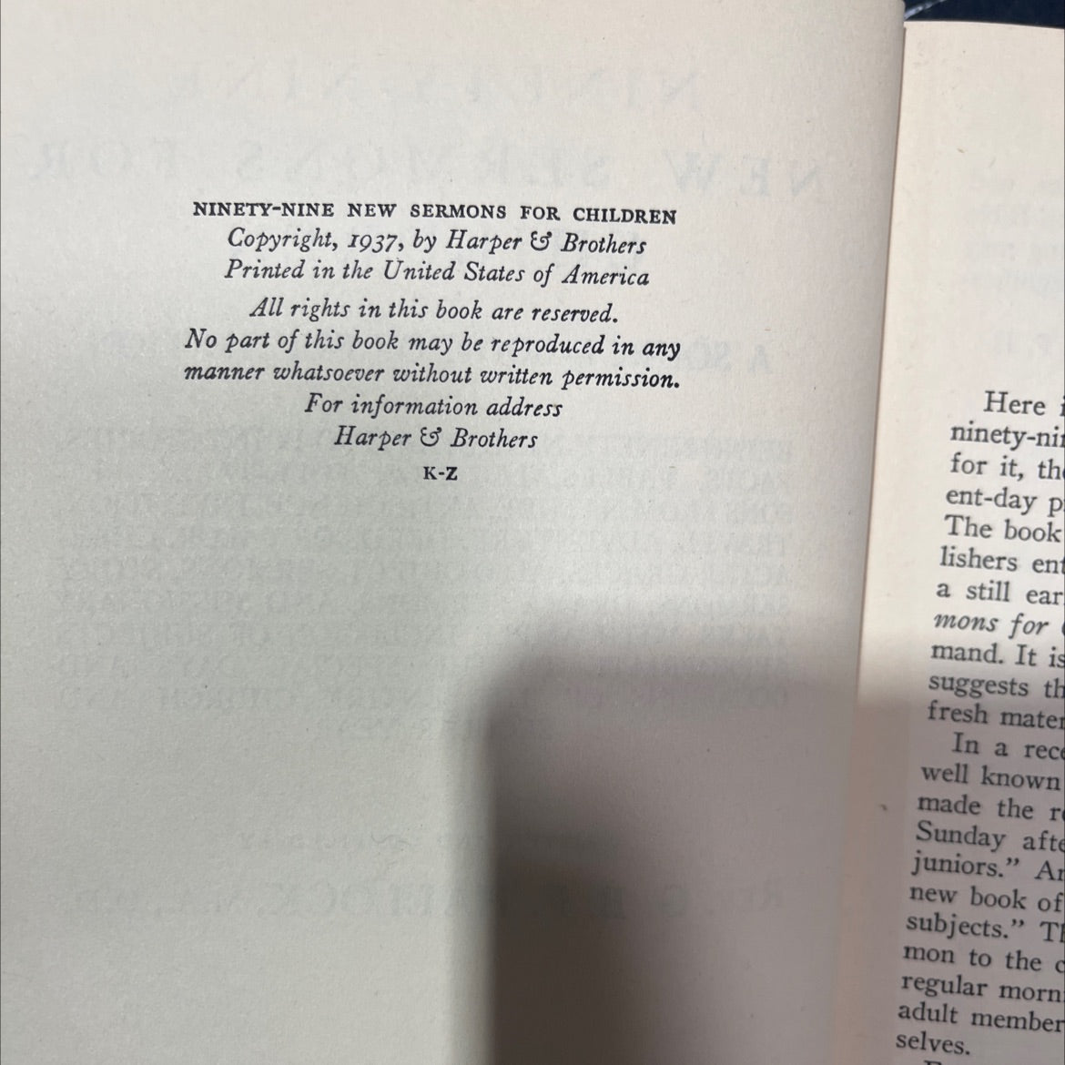 ninety-nine new sermons for children book, by rev. g. b. f. hallock, m.a., d.d., 1937 Hardcover image 3