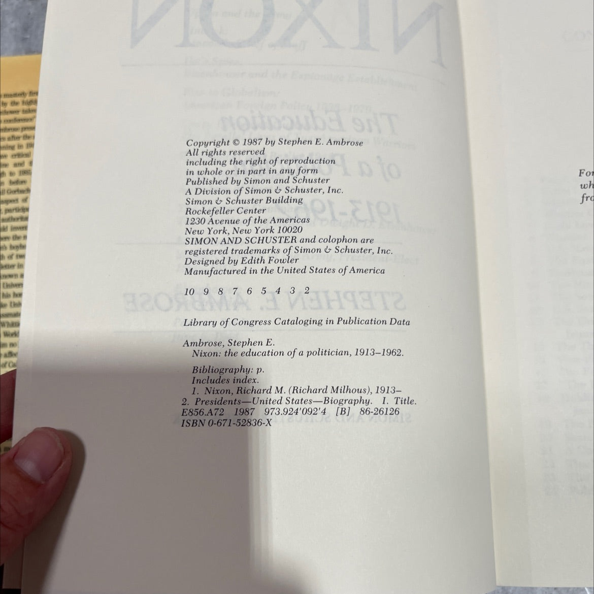 nixon: the education of a politician, 1913-1962 book, by stephen e. ambrose, 2001 Hardcover image 3