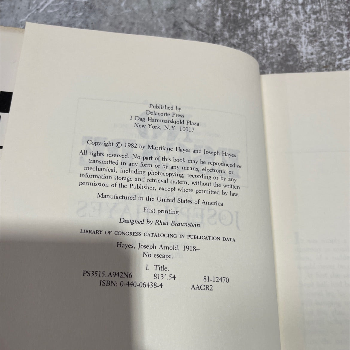 no escape book, by joseph hayes, 1982 Hardcover image 3