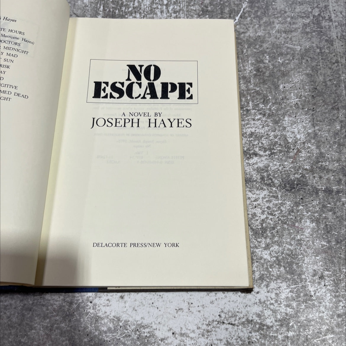 no escape book, by joseph hayes, 1982 Hardcover image 2