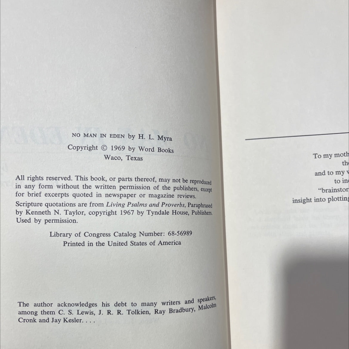 no man in eden book, by h. l. myra, 1969 Hardcover image 3