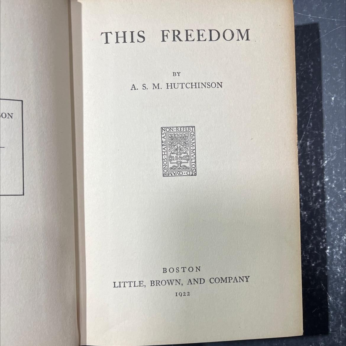 no on this freedom book, by a. s. m. hutchinson, 1922 Hardcover image 2